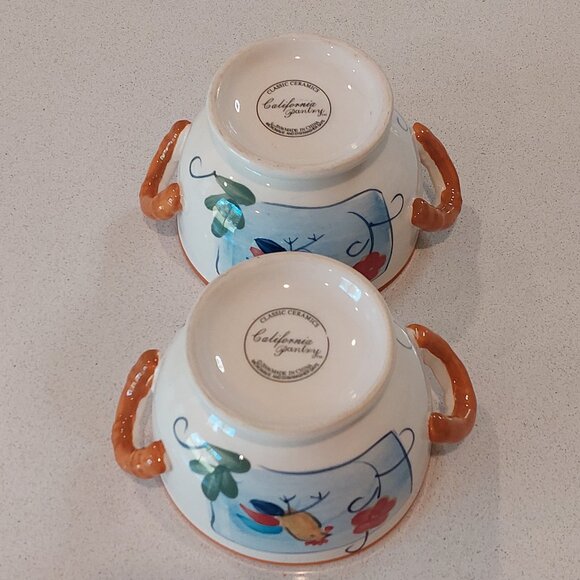 California Pantry 2006 Set of 2 Footed, Double Handled Rooster Soup Bowls - Picture 13 of 13